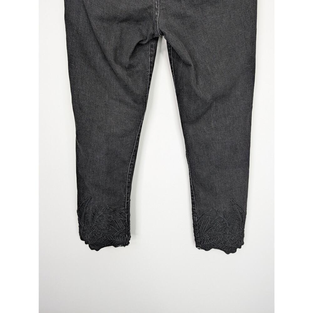 Lauren Ralph Lauren Jeans Womens 4 Black Cropped Floral Embroidered Hem Stretch - Picture 11 of 14